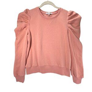 Rebecca Minkoff Janine Puff Sleeve Sweatshirt M Pink Pullover Crewneck Casual